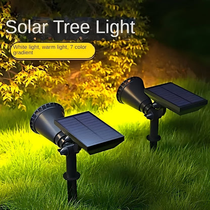 Solar Landscape Lights 2-in-1 Wall & Ground – Independent Adjustable Solar Panel Auto On/Off | 8 Color Modes Outdoor Solar Spotlight for Garden, Driveway, Sidewalk & Pool Area | IP44 Waterproof