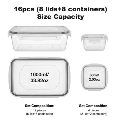 Airtight Food Storage Container Set 16/28/48 Pcs with Secure Lids, Sealed Plastic Containers for Pantry Organization, Kitchen, Travel & Outdoor Picnics – Includes Labels & Markers