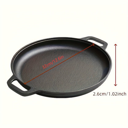 Cast Iron Skillet Non-Stick Pan for Pizza BBQ Pancakes - Heavy Duty Pre-Seasoned Cast Iron Pan Compatible with Gas Electric Induction Stovetops Oven Campfire - Home Kitchen Outdoor Cooking
