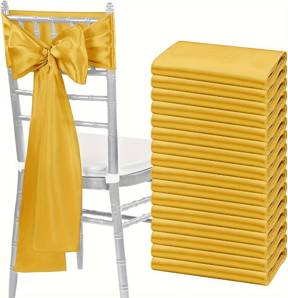 100pcs Satin Chair Sashes Bows for Wedding Banquet Party Event Decoration – 13 Colors, 18×275cm