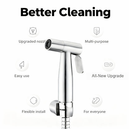 Wall-Mounted Handheld Spray Gun Set with Bracket, Teflon Tape & Flexible Hose – Bathroom Bidet Sprayer for Toilet, Sink, Garden & Pet Washing