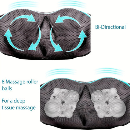 Neck Shoulder Massager with Heat – Shiatsu Deep Kneading Massage Pillow for Back, Waist & Muscle Pain Relief, Portable Electric Massager, Perfect Gift for Wife, Husband, Parents & Office Workers