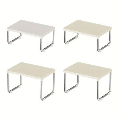 Desktop Storage Organizer Multi-Tier Expandable with Transparent Lid PP Stainless Steel Space-Saving Countertop Box for Kitchen Bathroom Cosmetics