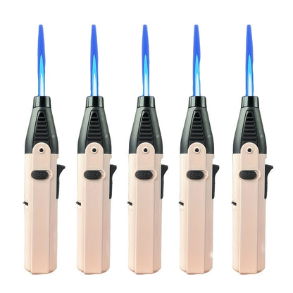 Windproof Torch Lighter 5 Pack Outdoor Butane Gas Lighter Set 1300 1800 Degree Blue Flame Safety Lock Gift Box Camping BBQ Candle Fireplace Butane Not Included