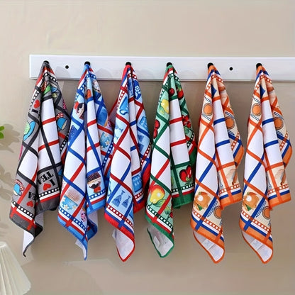 Holiday Kitchen Dish Towels Set of 6 - Colorful Printed Dishcloths Soft Absorbent Tea Towels for Kitchen Decor