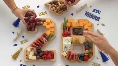2026 Graduation Decorations Table Centerpiece Set – Charcuterie Board with Number 26 & Graduation Cap, Serving Trays for Preschool, High School & College Grad Party Supplies
