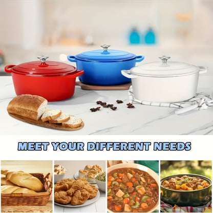Enameled Cast Iron Dutch Oven 4.5QT with Lid & Dual Handles - Even Heat Distribution, Non-Stick Enamel Interior, for Bread Baking, Slow Cooking, Braising & Roasting, Compatible with All Stovetops & Oven