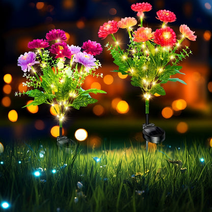 Solar Garden Lights Outdoor Waterproof – 5pcs Simulated Snow Lotus Flower LED Stake Lights for Lawn, Garden, Pathway, Courtyard, Patio Decor, Warm White Glow, Holiday Gift