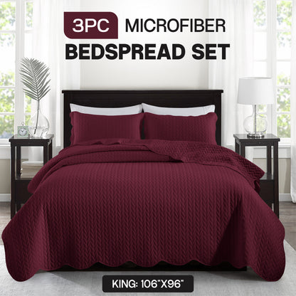 Bedspread Set 3-Piece Microfiber Floral Coverlet with Pillow Shams - Soft Breathable Lightweight All-Season Bed Cover for Queen King Twin California King