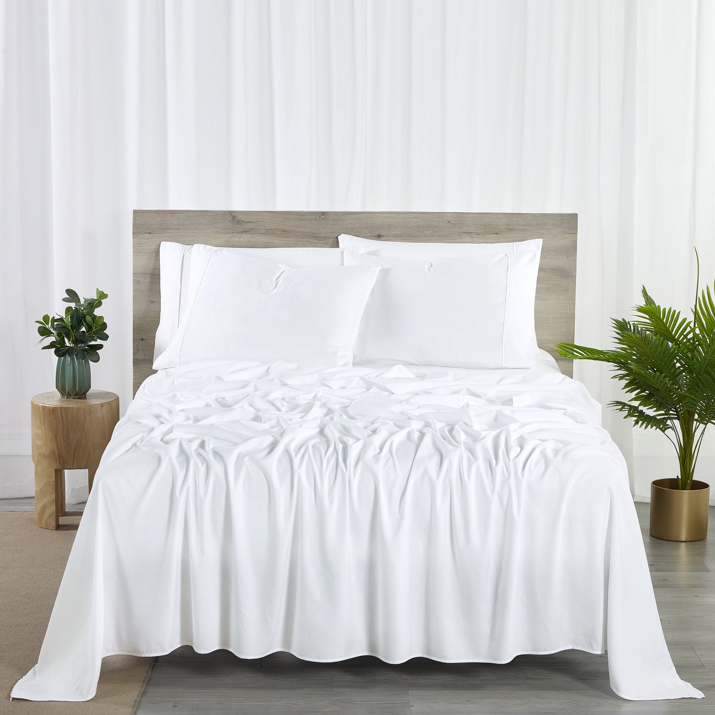 Bamboo Blend 6-Piece Sheet Set – 2000 Thread Count SnugGrip Fitted Sheet 16" Deep Pocket Soft Wrinkle Resistant Twin Full Queen King Cal King