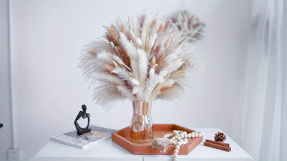Natural Pampas Grass Decor Bouquet 105/120pcs Boho Dried Floral Arrangement - Centerpiece Table Decor for Wedding Living Room Rustic Boho Home Decoration Vase Filler