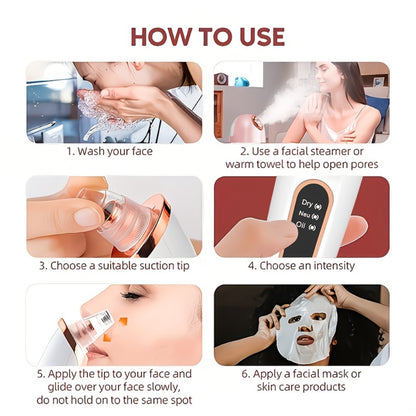 Blackhead Remover & Facial Steamer Combo - Pore Cleansing Home Spa Beauty Device for Dry Skin, Nose & Face Care, Unisex Skin Care Tool - Basic, Deluxe & Flagship Models, Great Gift Idea