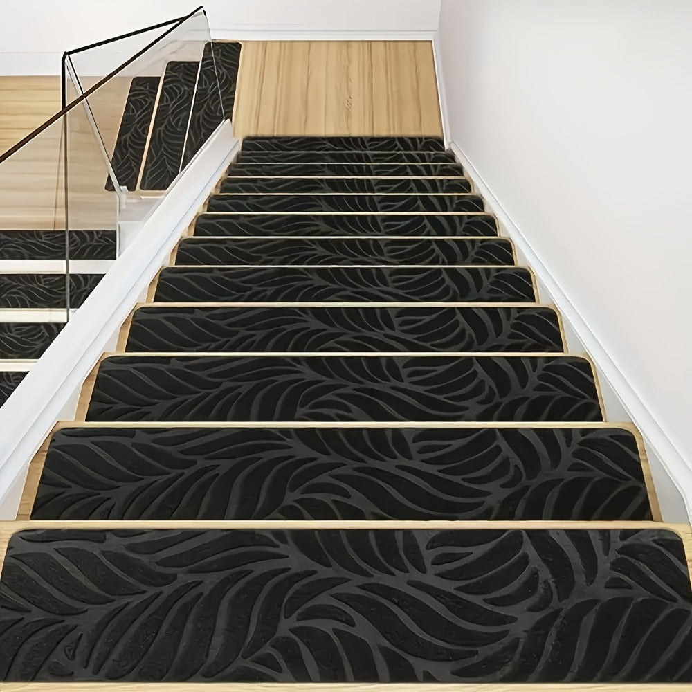Non-Slip Stair Treads 15 Pack – Self-Adhesive Indoor Stair Mats for Wooden Steps, Washable Polyester Carpet Runners, Protects Stairs & Prevents Slipping for Kids, Pets & Elderly