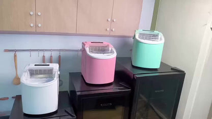 Ice Maker with Basket & Scoop – 26 Lbs/Day Countertop Bullet Ice Machine, 9 Cubes in 6 Mins, Self-Cleaning, 5 Colors Pink White Green Silver Black, for Home, Kitchen, Office, Bar, RV & Camping