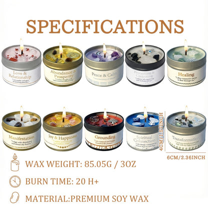 Manifestation Candles Scented Soy Wax with Golden Crystal – Law of Attraction Abundance Candle for Meditation, Yoga & Focus | Spiritual Gift for Women with Guidance Card | Christmas, Birthday, New Year