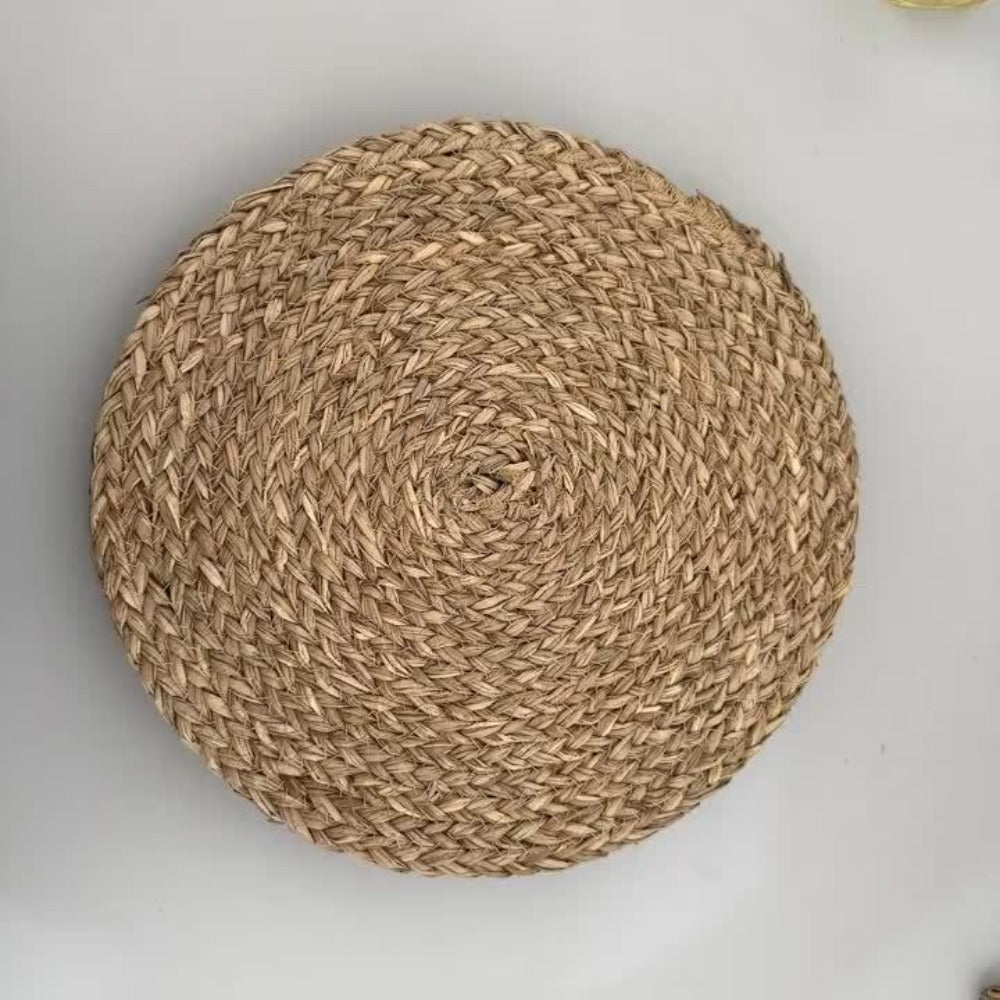 12pcs Rattan Placemats Natural Wicker Round Table Mats Heat-Resistant Non-Slip 11.8" Kitchen Dining Decor Bohemian
