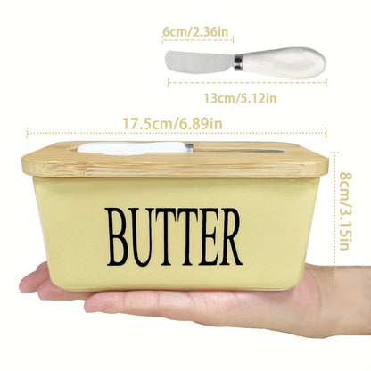 Ceramic Butter Dish with Lid and Knife – Large Countertop Butter Keeper, Airtight Seal, Easy-Clean Design, Multiple Colors – Kitchen Gift for Butter Lovers