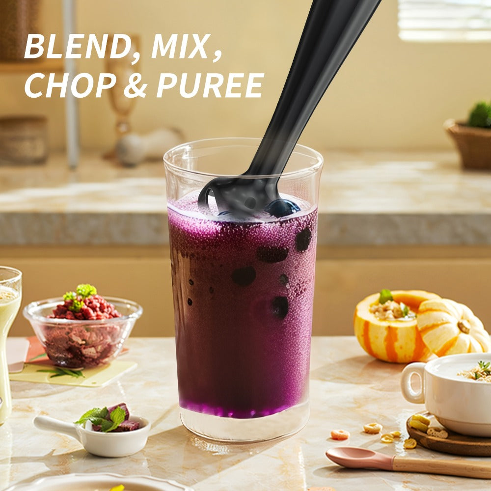 Immersion Blender 400W Handheld Stick Mixer with 2 Speeds & Turbo Mode 304 Stainless Steel Blades – Corded Hand Blender with Detachable Base for Soup Smoothie Puree Baby Food