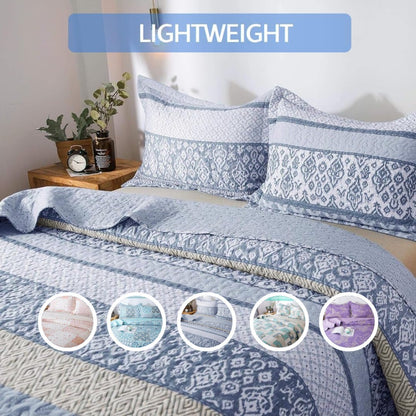 Floral Quilt Set Lightweight Bedspread Coverlet 2 or 3-Piece, All Season Hypoallergenic Breathable Paisley Patchwork Print Quilt for Bedroom Guest Room Dorm RV Cabin, Twin Queen King, Shabby Chic