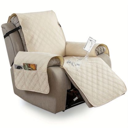 Recliner Chair Cover Waterproof Dual-Layer with Side Pockets Non-Slip Scratch Resistant Machine Washable Pet Protection 11 Colors