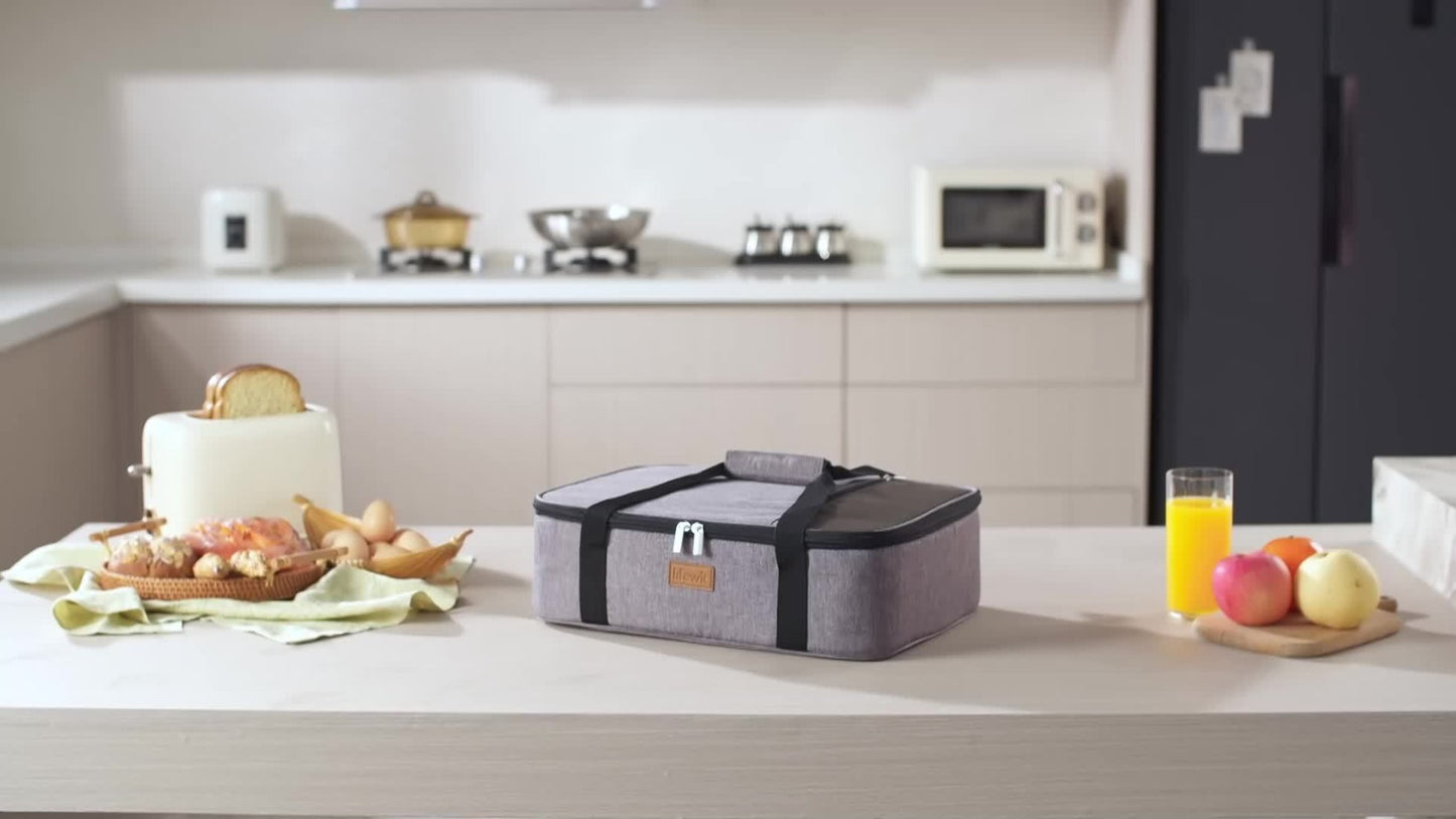 Insulated Casserole Carrier for Hot or Cold Food - Casserole Dish Carrying Case with Leak Proof Aluminum Foil Lining Fits 9x13 Baking Dish, Portable Food Warmer Bag for Potluck Picnic Cookout and Party, Single or Double Decker in 5 Colors