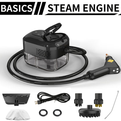 High Temperature Pressurized Steam Cleaner Handheld Portable Steam Cleaning Machine Set with Brush Heads & Glass Scraper - Multi-Surface for Kitchen, Bathroom, Furniture, Car & Tile Grout, Multiple Colors