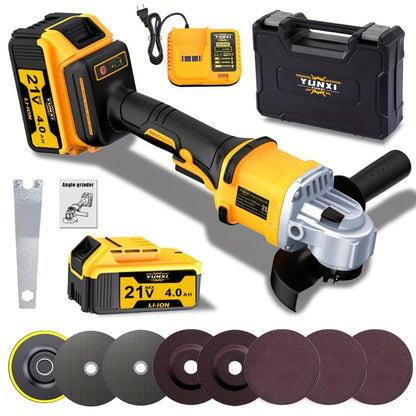Cordless Angle Grinder - Rechargeable Polishing Machine with Lithium-Ion Battery, Fast Charger & Complete Accessories Kit, Variable Speed for Cutting, Grinding, Polishing & Sanding, Multi-Use Power Tool