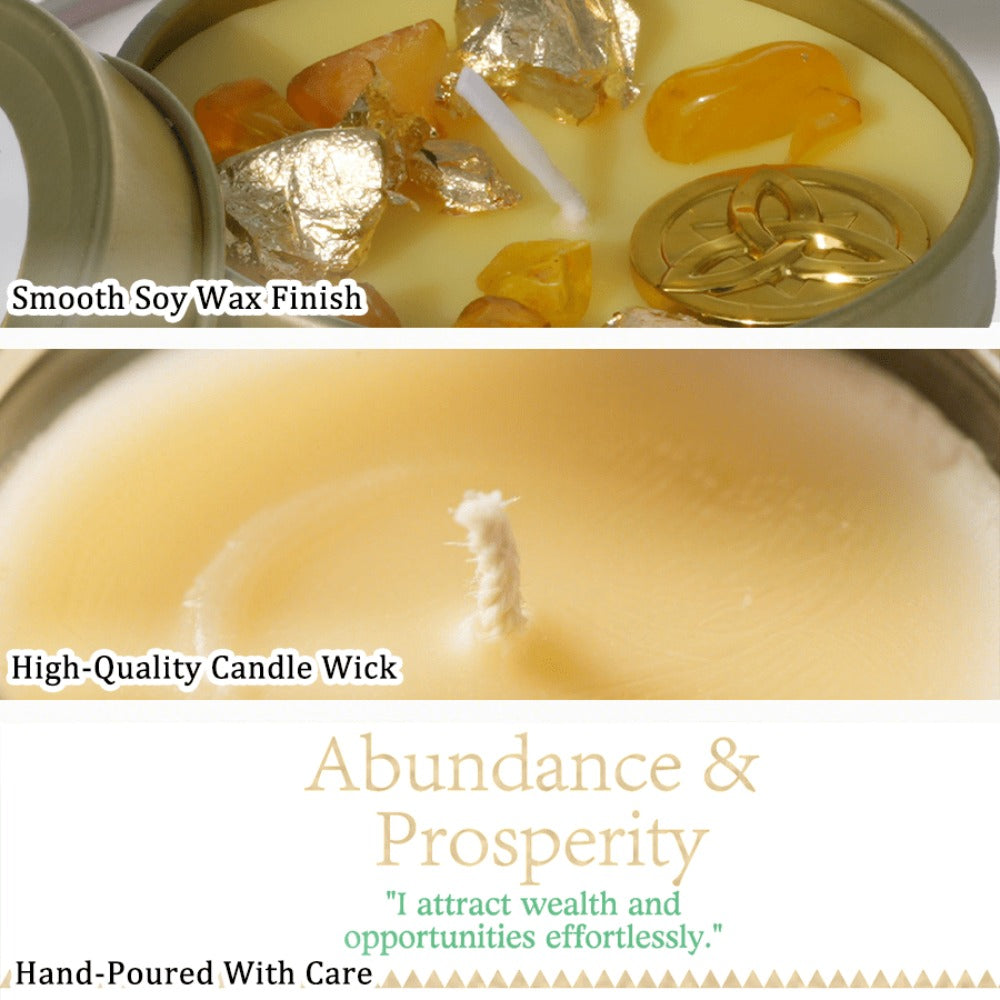 Manifestation Candles Scented Soy Wax with Golden Crystal – Law of Attraction Abundance Candle for Meditation, Yoga & Focus | Spiritual Gift for Women with Guidance Card | Christmas, Birthday, New Year