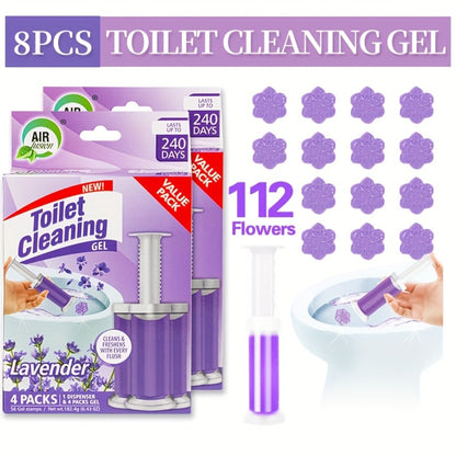 Toilet Cleaning Gel Stamp with Dispenser, Toilet Bowl Freshener & Cleaner Gel Stamps Prevent Scale & Toilet Ring, 6 Scents – Ocean, Lavender, Floral, Peach, Lemon, Pine – 4 Pcs or 8 Pcs Pack