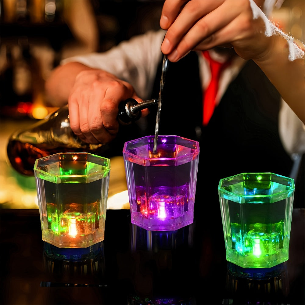 LED Light-Up Party Wine Glasses Set – 12 or 15pcs Glowing Plastic Cups with Colorful LED Lights for Birthday, Bar, Wedding, Holiday & Sports Events