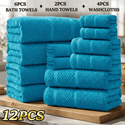 Bath Towel Set 450GSM Soft Absorbent - 12 16 18 Piece Cotton Blended Solid Color Bathroom Towels Set for Bath Hand Face | Hotel Spa Quality | Travel Shower Home | Multiple Colors & Sizes Available