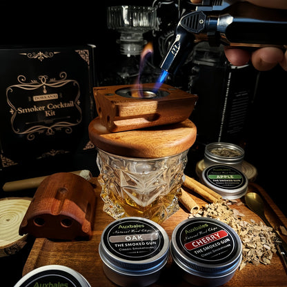 Whiskey Smoker Kit with 4 Wood Chip Flavors & Filters – Cocktail Smoker Set, Whiskey Gifts for Men, Dad, Birthday, Father's Day, Christmas (No Butane)