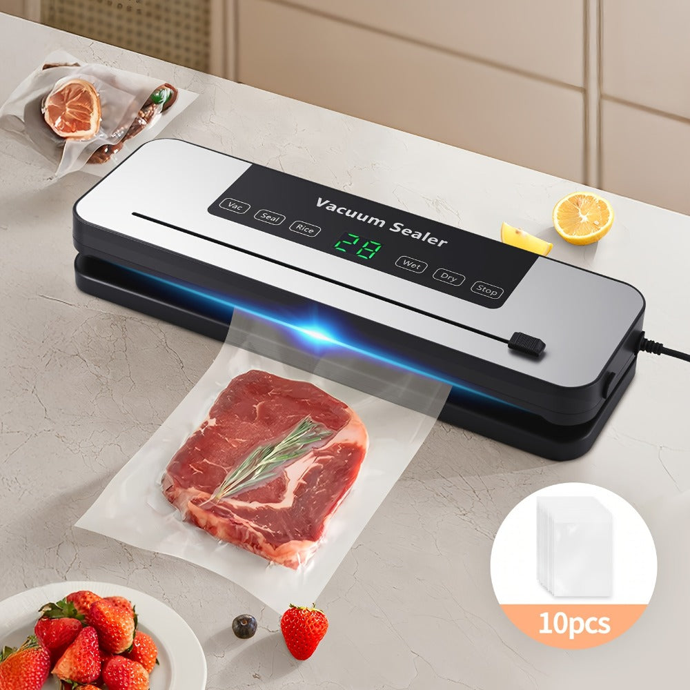 Vacuum Sealer Machine 6-in-1 Automatic Food Sealer 65Kpa Powerful Suction with Bags Cutter & Hose – Sous Vide Compatible Food Storage Vacuum Sealer for Dry & Moist Foods
