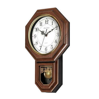 Pendulum Wall Clock with Hourly Striking Bell Sweeping Second Hand Vintage Traditional School Clock Adjustable Tuning Battery Operated Home Office Decor Mahogany Black