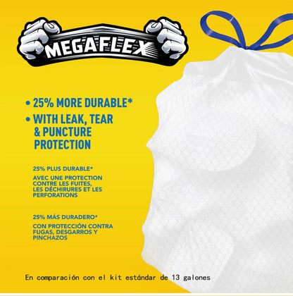 Drawstring Trash Bags 13 Gallon, 150 Count (3 Rolls) Tall Kitchen Garbage Bags with Odor Eliminator Technology, Lemon Mint Scent, Puncture & Tear Resistant, Easy-Tie Drawstring, Fits 13 Gal Trash Cans