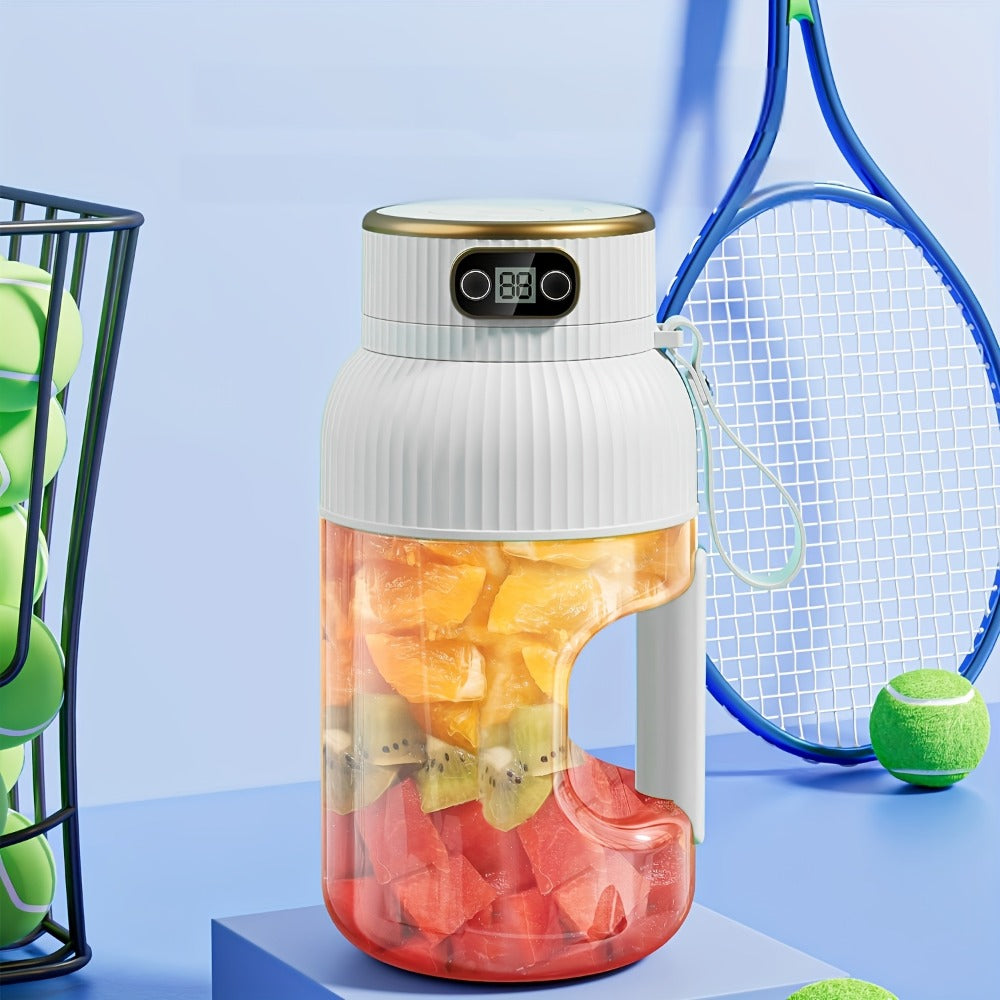 Portable Blender Personal Juicer Cup - Upgraded 10-Blade USB Rechargeable Smoothie Blender for Fruits, Vegetables & Milkshakes, Large Capacity, Digital Display, Travel Cover, Sports & Outdoor Use