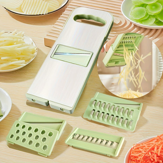 Mandoline Slicer 6-in-1 Vegetable Slicer Set with Interchangeable Blades - Stainless Steel Manual Julienne Grater Spiralizer Kitchen Tool for Potatoes Carrots Cucumbers with Safety Holder