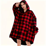 Black and red plaid thickened and lengthened