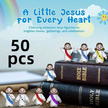 Mini Christian Statues Bulk 50pcs God Bless You Colorful Crosses Vintage Religious Figurines Church Prayer Easter Christmas Decoration Party Props Gift