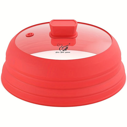 Collapsible Microwave Cover Splatter Guard with Silicone Handle - BPA Free Foldable Food Cover Lid for Microwave Oven 8.5 9.8 10.5 11.8 Inch in Black Red Grey Blue