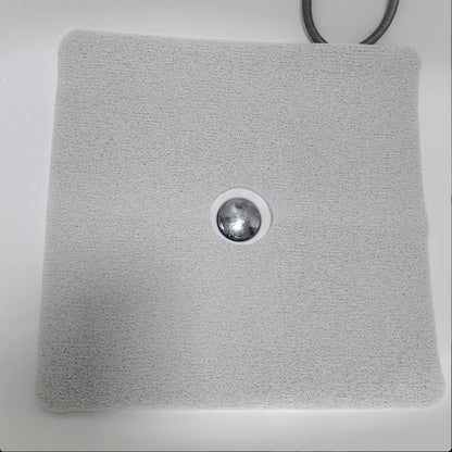 Non-Slip Shower Mat PVC Loofah Bath Mat with Drain Holes – Quick-Dry Square Bathtub Floor Mat, No Suction Cups Needed, Soft Cushioned, 24x24 Inch, Grey/White/Beige