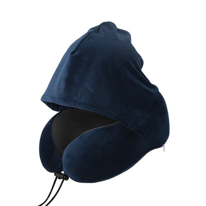Travel Neck Pillow U-Shaped with Eye Mask Adjustable Portable Ergonomic Neck Support Soft Washable Cover for Airplane Car Home Office Napping Pink Blue Black Grey