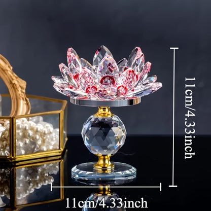 Crystal Lotus Candle Holder 2pcs, Polished Decorative Lotus Candleholder for Tea Light & Pillar Candles, Elegant Home Decor Centerpiece for Christmas, Thanksgiving, Halloween, Easter & Hanukkah – Green, Purple, Blue, Pink