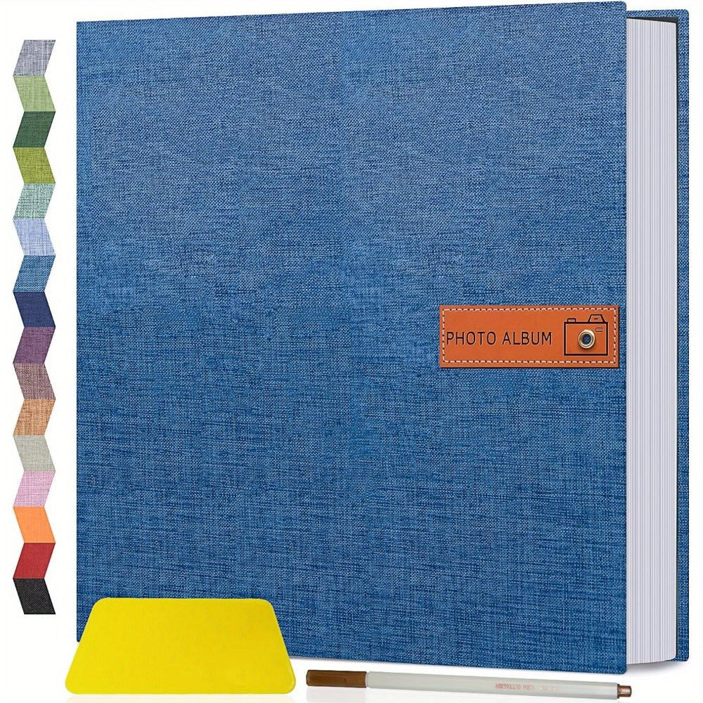 Self Adhesive Photo Album Scrapbook – Large Linen Cover Memory Book for 4x6 5x7 8x10 Photos, DIY Picture Book with Metal Pen, Gift for Mom, Baby, Wedding, Valentine's Day & Mother's Day, 40 & 60 Pages