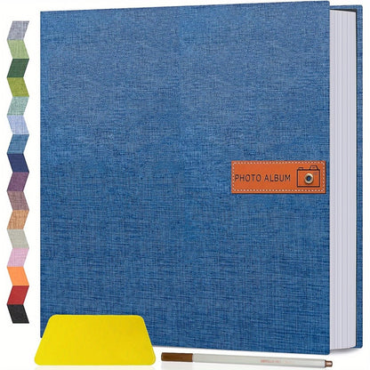 Self Adhesive Photo Album Scrapbook – Large Linen Cover Memory Book for 4x6 5x7 8x10 Photos, DIY Picture Book with Metal Pen, Gift for Mom, Baby, Wedding, Valentine's Day & Mother's Day, 40 & 60 Pages