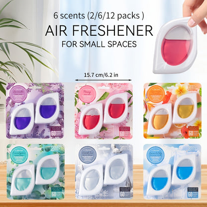 Air Freshener Odor Eliminator for Home Closet Bathroom Pets Small Space 0.25oz Up to 30 Days 6 Scents Eucalyptus Lavender Hawaiian Peach Black Ice Linens Sky 2 6 or 12 Pack
