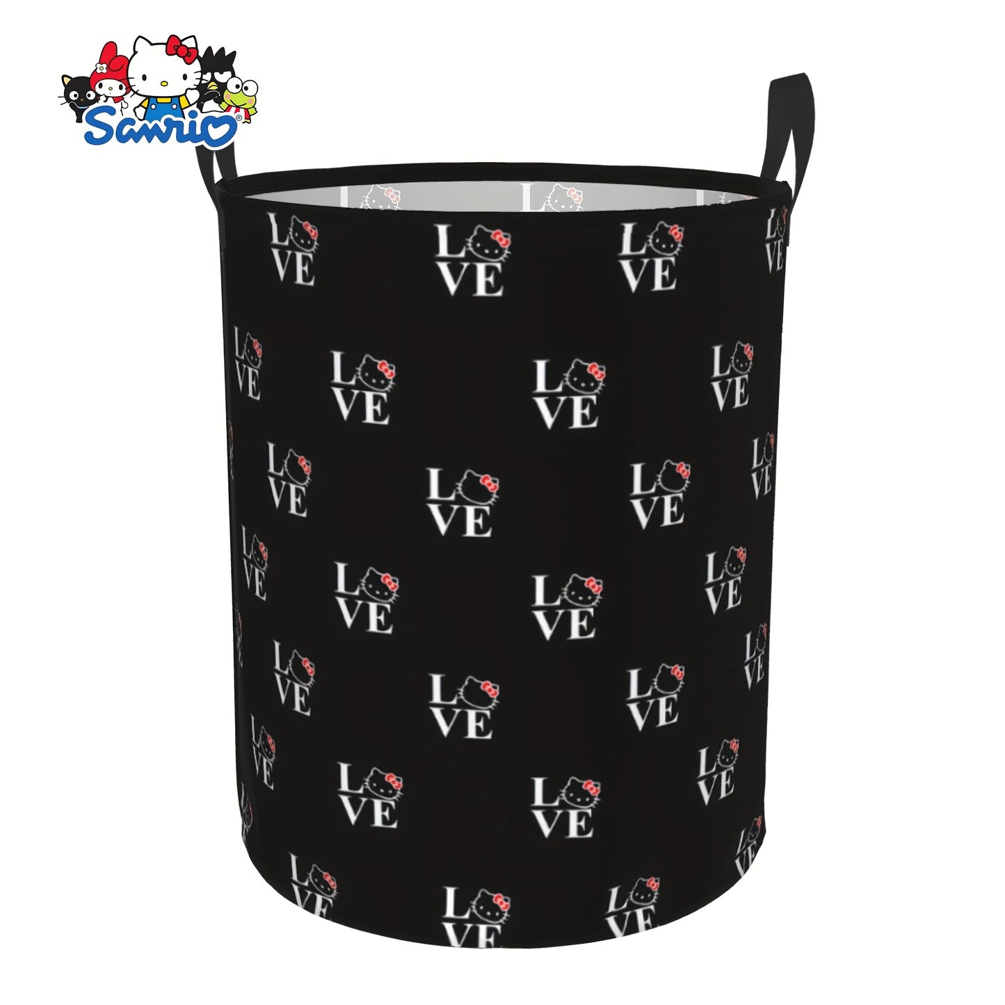 Hello Kitty Collapsible Laundry Basket with Handle - Sanrio Oxford Cloth Foldable Hamper, Portable Storage Bin for Bedroom Bathroom Dorm, Cute Kawaii Laundry Hamper for Girls
