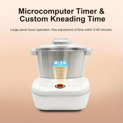 Electric Dough Maker 7Qt with Fermentation Function - 250W Dough Kneading Machine, 304 Stainless Steel Bowl, Microcomputer Timer, Constant Temperature Ferment, for Bread Pizza Pasta Dumplings, Red/White