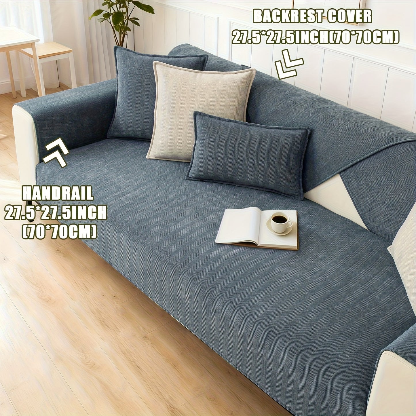 Chenille Ribbed Sofa Cover - Pet Friendly Non-Slip Machine Washable Soft Stretch Slipcover for 1-4 Seater Sectional Sofa Living Room Bedroom Office, 9 Colors