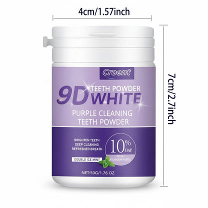 Purple Teeth Whitening Powder - 9D Color Correcting Tooth Powder for Brightening, 360° Deep Cleansing & 12H Fresh Breath, 50g Natural Dental Whitening Powder by Brushing Only